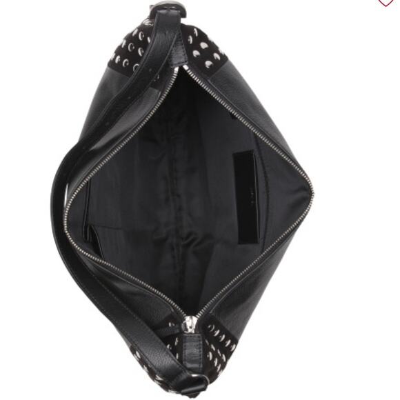 VINCE CAMUTO Black Leather Trim Hobo Bag With Studs NWT - Picture 3 of 5